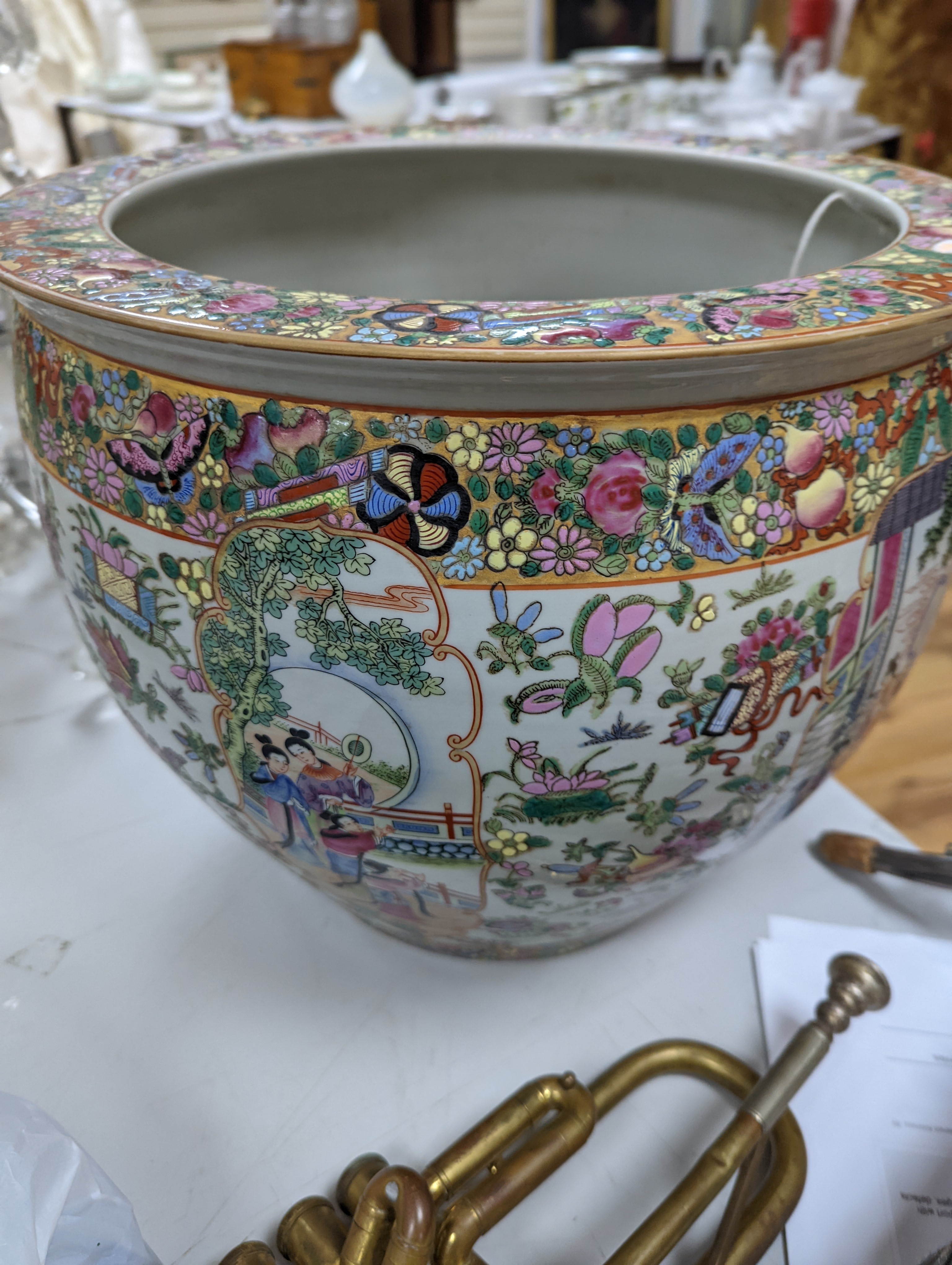 A Chinese famille rose fish bowl 32cm